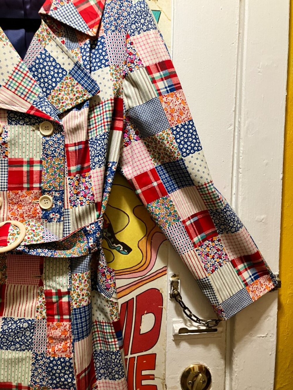 *STUNNING* 1960s Patchwork Coat, Excellent Cond. Vintage size 20.5! Large! CUTE! - Picture 5 of 16
